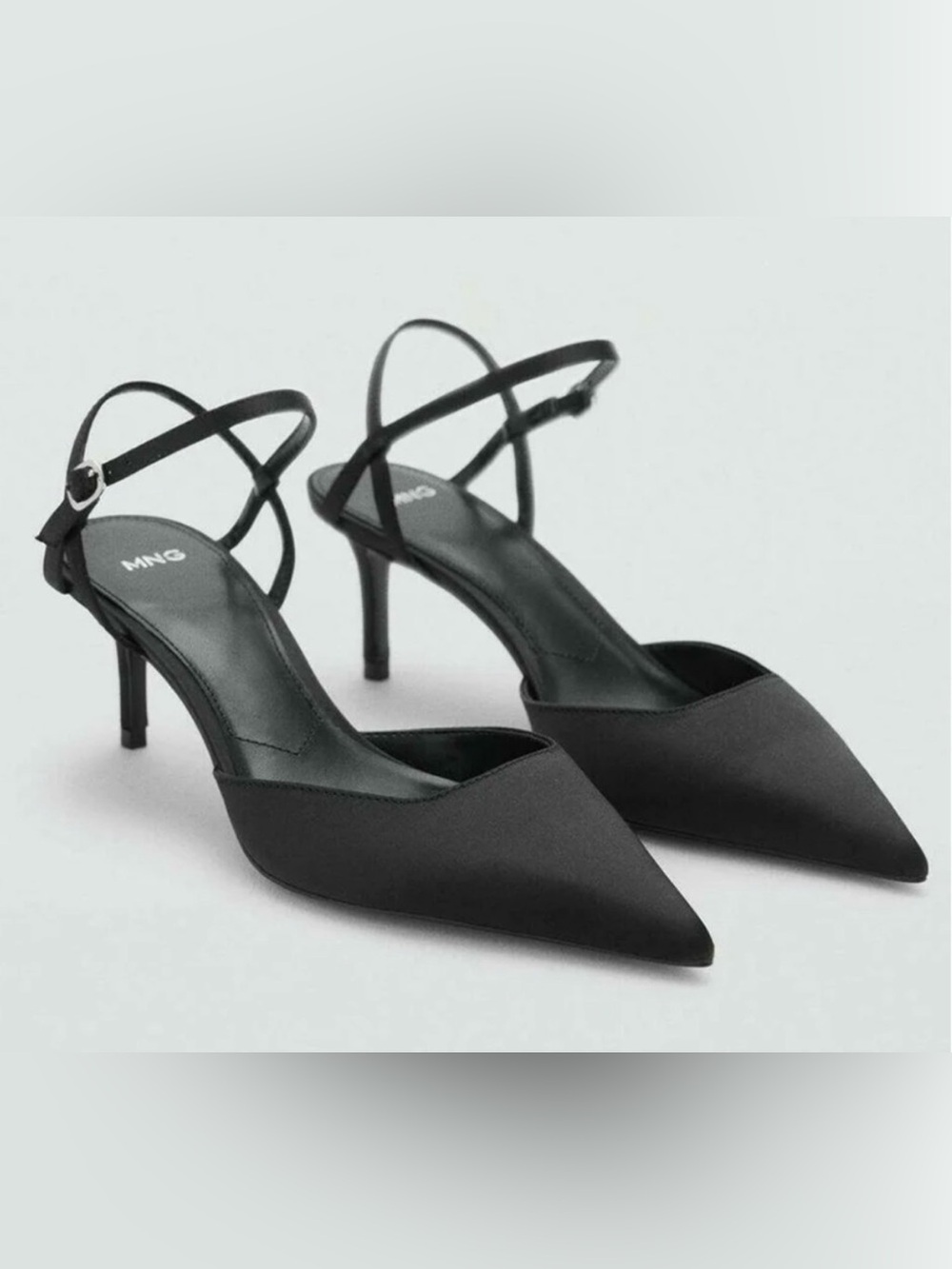 NEW MANGO MNG BLACK HIGH HEELED SHOES WITH STRAPS HEELS SZ 39 US 8.5